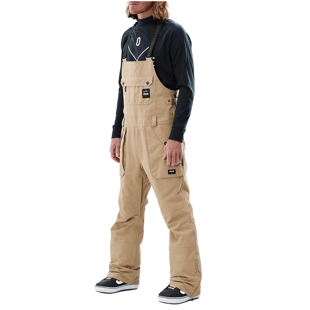 Dope Men's Notorious Snowboard BIB Snow Bib Small Beige Black